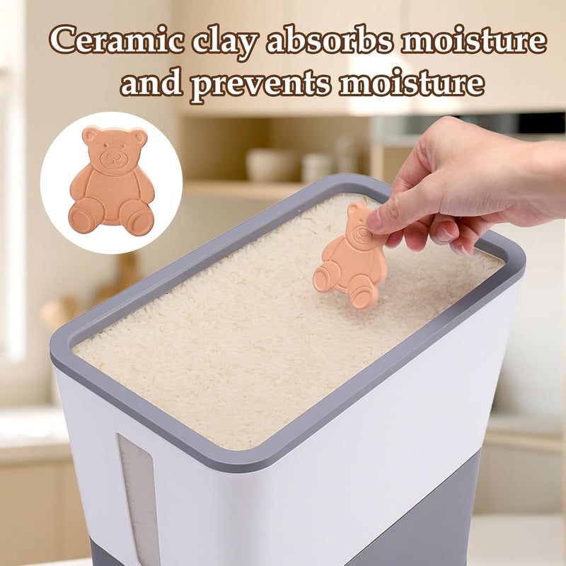 Juome 20-25 Lbs Rice Dispenser with Moisture Absorbing Clay - Large Rice Storage Container with Measuring Cup, Sealed Food Storage Containers with Lids, Rice Holder for Kitchen Pantry Household - Image 5